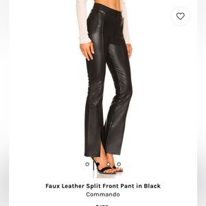 Commando Faux Leather Split Front Pant in Black NWT
